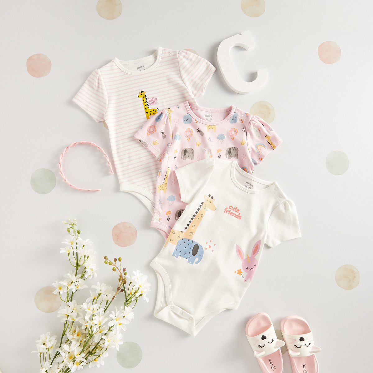Giraffe romper set of 3