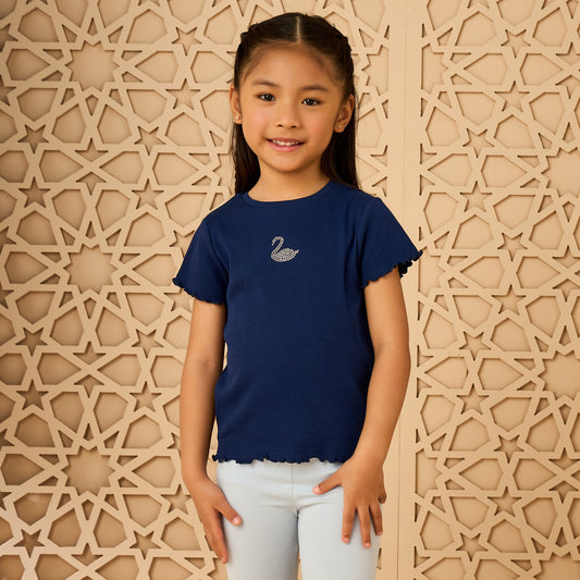 Swan embellished t shirt