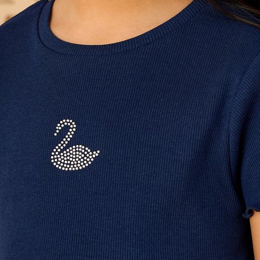 Swan embellished t shirt