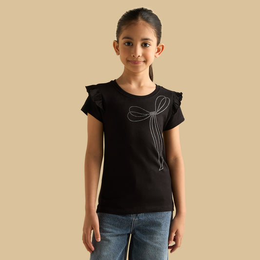 Bow embellished tshirt