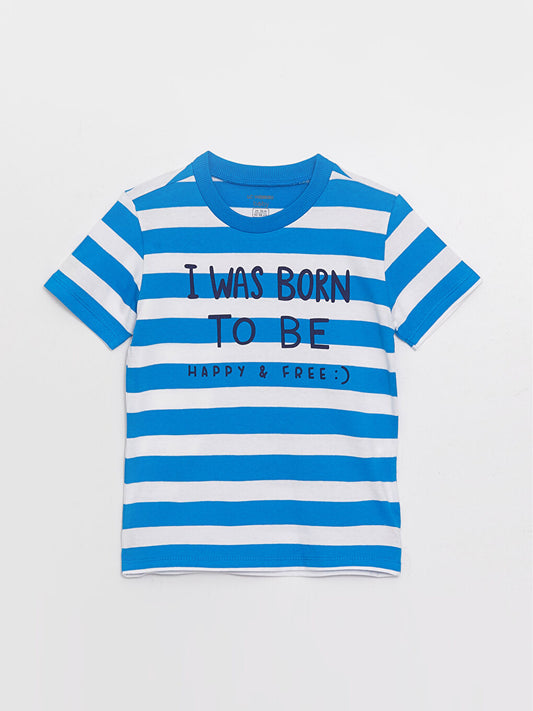 Blue stripes round neck t-shirt