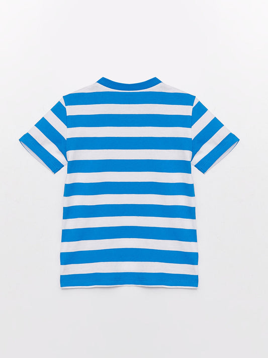 Blue stripes round neck t-shirt